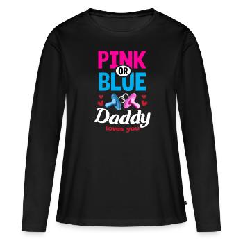 Papa rose ou bleu vous aime Genre Révéler La fête - T-shirt manches longues Premium bio Femme - noir - Devant - Julia (174cm)