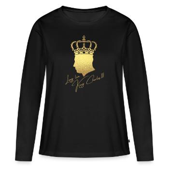 Couronnement du roi britannique Charles Angleterre Drapeau - T-shirt manches longues Premium bio Femme - noir - Devant - Julia (174cm)
