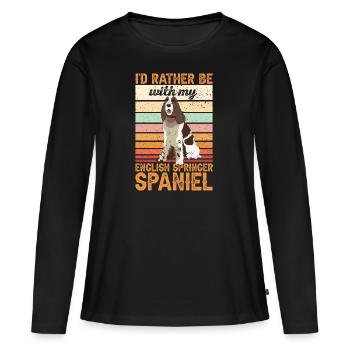 English Springer Spaniel Dog - Women's Premium Organic Long Sleeve Shirt - black - Front - Julia (174cm)