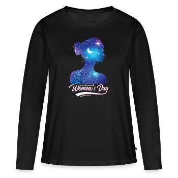 Journée internationale de la femme - T-shirt manches longues Premium bio Femme - noir - Devant - Julia (174cm)