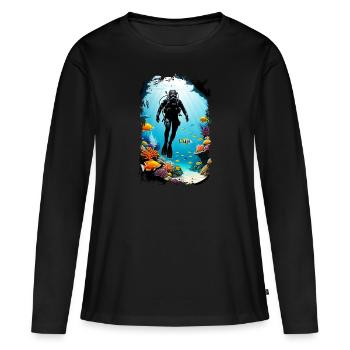 plongée sous marine - T-shirt manches longues Premium bio Femme - noir - Devant - Julia (174cm)