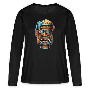 Mayan / Hochkultur / Peru / Maya Kalender / Motiv - Frauen Premium Bio Langarmshirt - Schwarz - Vorne - Julia (174cm)