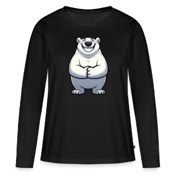 Ours polaire satisfait bande dessinée pôle Nord fierté cool - T-shirt manches longues Premium bio Femme - noir - Devant - Julia (174cm)