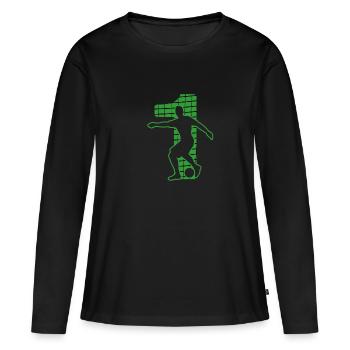Fußball soccer sport Fußballer Fußballplatz NR.1 - Frauen Premium Bio Langarmshirt - Schwarz - Vorne - Julia (174cm)