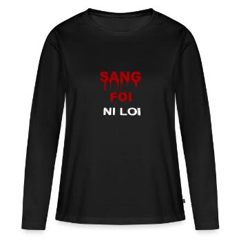 SANG FOI NI LOI - T-shirt manches longues Premium bio Femme - noir - Devant - Julia (174cm)