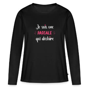 Je suis une pascale qui déchire - T-shirt manches longues Premium bio Femme - noir - Devant - Julia (174cm)