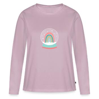 Boule de neige arc-en-ciel coloré Joyeux Noël - T-shirt manches longues Premium bio Femme - rose poudré - Devant - Julia (174cm)