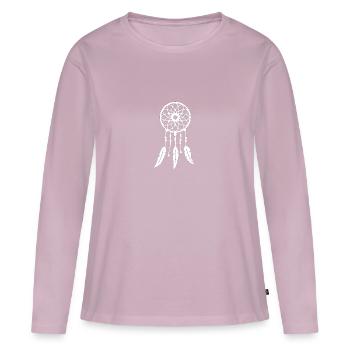 Attrape-rêves blanc sur fond sombre - T-shirt manches longues Premium bio Femme - rose poudré - Devant - Julia (174cm)