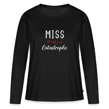 Miss catastrophe - T-shirt manches longues Premium bio Femme - noir - Devant - Julia (174cm)