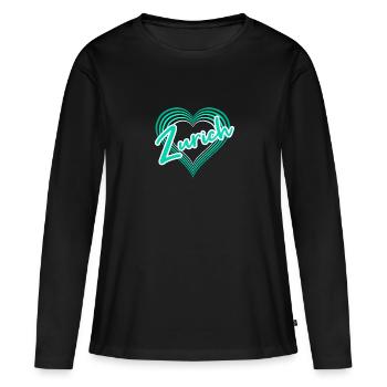 Zurich - Women's Premium Organic Long Sleeve Shirt - black - Front - Julia (174cm)