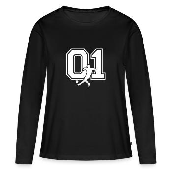 Soccer Number 01 Soccer Player - Women's Premium Organic Long Sleeve Shirt - black - Front - Julia (174cm)