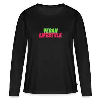Mode de vie végétalien Mode de vie végétalien Végétarien - T-shirt manches longues Premium bio Femme - noir - Devant - Julia (174cm)
