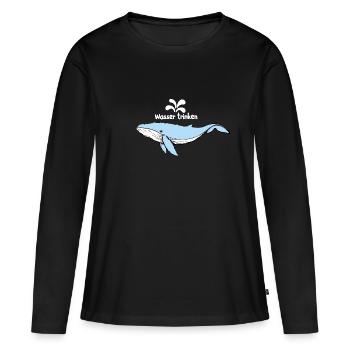 Wal und Wasser - Frauen Premium Bio Langarmshirt - Schwarz - Vorne - Julia (174cm)