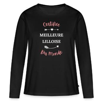 Certifiée meilleure lilloise du monde - T-shirt manches longues Premium bio Femme - noir - Devant - Julia (174cm)