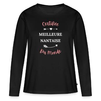 Certifiée meilleure nantaise du monde - T-shirt manches longues Premium bio Femme - noir - Devant - Julia (174cm)