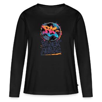 Black music record graffiti - Women's Premium Organic Long Sleeve Shirt - black - Front - Julia (174cm)