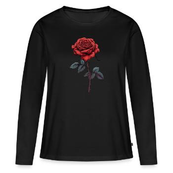 Rose rot dornen Blume - Frauen Premium Bio Langarmshirt - Schwarz - Vorne - Julia (174cm)