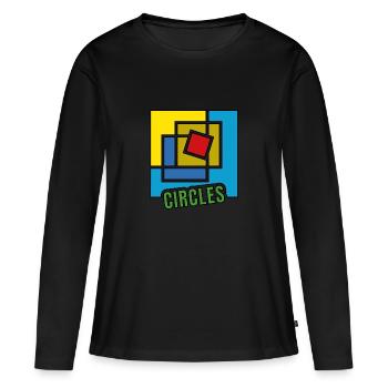 Abstraction des carrés - T-shirt manches longues Premium bio Femme - noir - Devant - Julia (174cm)