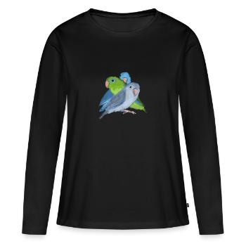 Trois perroquets perroquets - T-shirt manches longues Premium bio Femme - noir - Devant - Julia (174cm)
