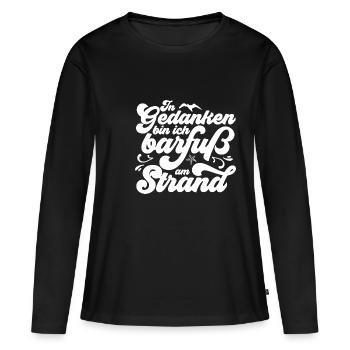 PLATTDEUTSCHER SPRUCH - Frauen Premium Bio Langarmshirt - Schwarz - Vorne - Julia (174cm)
