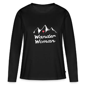 Wander Woman Alpen Trekking Outdoor Montagnes Nature - T-shirt manches longues Premium bio Femme - noir - Devant - Julia (174cm)