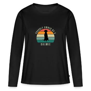 Proudly Owned by a Dalmie Retro Sunset - Frauen Premium Bio Langarmshirt - Schwarz - Vorne - Julia (174cm)