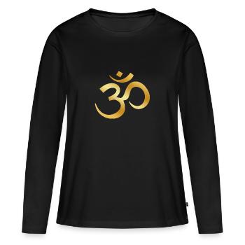 Om - T-shirt manches longues Premium bio Femme - noir - Devant - Julia (174cm)