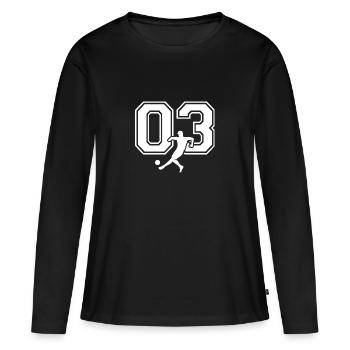 Soccer Number 03 Soccer Player - Women's Premium Organic Long Sleeve Shirt - black - Front - Julia (174cm)