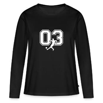 Soccer Number 03 Soccer Player - Women's Premium Organic Long Sleeve Shirt - black - Front - Julia (174cm)