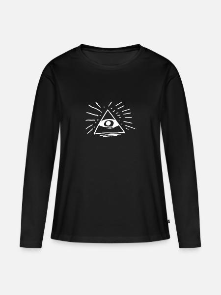 Illuminati Auge - Frauen Premium Bio Langarmshirt - Schwarz
