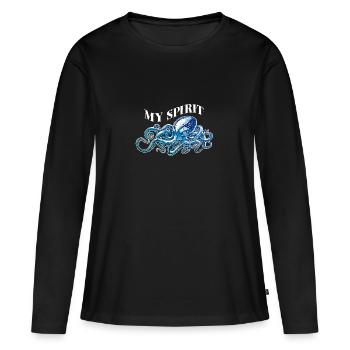 Pieuvre poulpe de la pieuvre des eaux profondes - T-shirt manches longues Premium bio Femme - noir - Devant - Julia (174cm)
