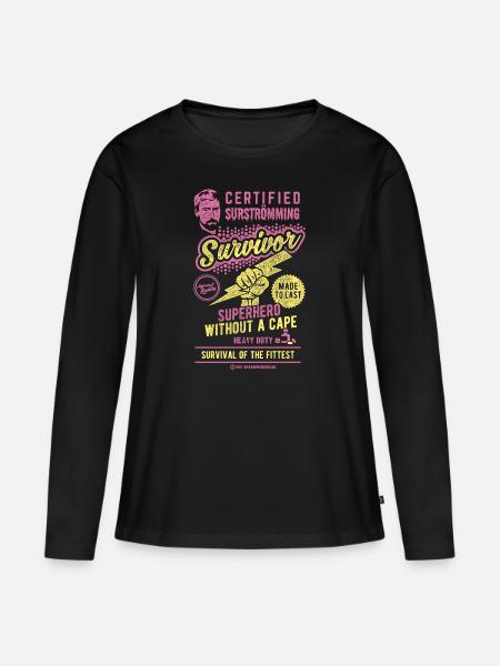 Surströmming T Shirt Design - Frauen Premium Bio Langarmshirt - Schwarz