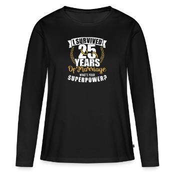 Anniversaire de mariage en argent - T-shirt manches longues Premium bio Femme - noir - Devant - Julia (174cm)