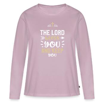 The Lord bless you and keep you - Women's Premium Organic Long Sleeve Shirt - dusky pink - Front - Julia (174cm)