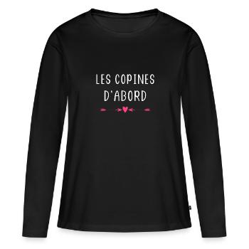 les copines d'abord - T-shirt manches longues Premium bio Femme - noir - Devant - Julia (174cm)