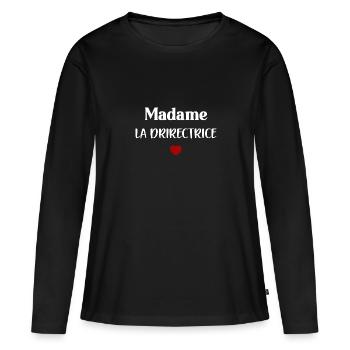 Madame la Directrice - T-shirt manches longues Premium bio Femme - noir - Devant - Julia (174cm)