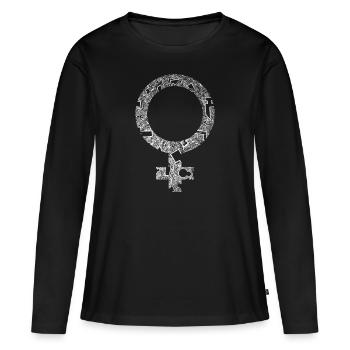 Frauenpower - Frauen Premium Bio Langarmshirt - Schwarz - Vorne - Julia (174cm)