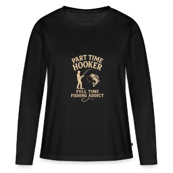 Teilzeit-Nutte - Frauen Premium Bio Langarmshirt - Schwarz - Vorne - Julia (174cm)