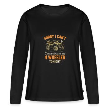 Sorry, ich kann nicht, ich arbeite heute Abend an - Frauen Premium Bio Langarmshirt - Schwarz - Vorne - Julia (174cm)
