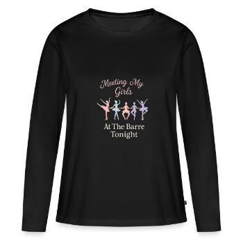 Treffen mit meinen Mädchen an der Barre heute - Frauen Premium Bio Langarmshirt - Schwarz - Vorne - Julia (174cm)