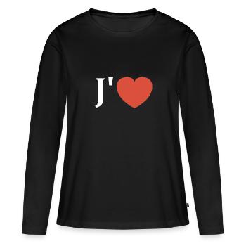 J'aime - T-shirt manches longues Premium bio Femme - noir - Devant - Julia (174cm)
