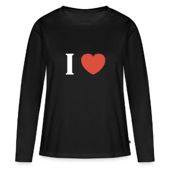 i love - T-shirt manches longues Premium bio Femme - noir - Devant - Julia (174cm)