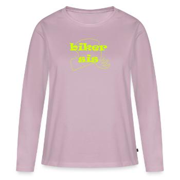 motard sis jaune fluo - T-shirt manches longues Premium bio Femme - rose poudré - Devant - Julia (174cm)