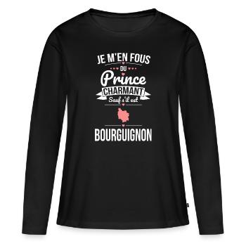 Fous du prince charmant sauf s'il est Bourguignon - T-shirt manches longues Premium bio Femme - noir - Devant - Julia (174cm)