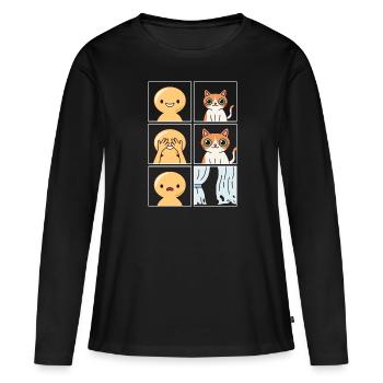 Conception de rideaux détruits pour chats - T-shirt manches longues Premium bio Femme - noir - Devant - Julia (174cm)