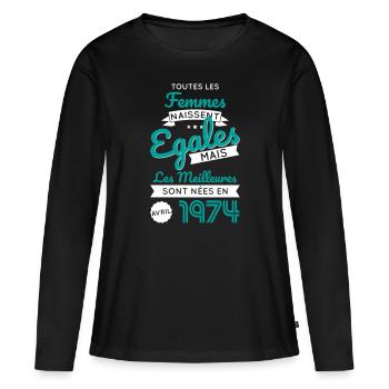 50th Anniversary - Best April 1974 - Women's Premium Organic Long Sleeve Shirt - black - Front - Julia (174cm)