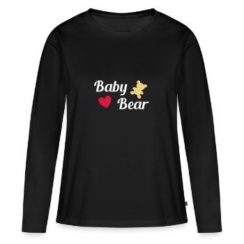 ★ Designfarben änderbar ★ Baby bear (Bär, Herz) - Frauen Premium Bio Langarmshirt - Schwarz - Vorne - Julia (174cm)
