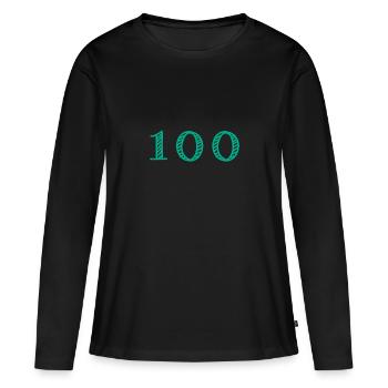 100 ANS. 100e ANNIVERSAIRE. ANNIVERSAIRE 100 ANS. - T-shirt manches longues Premium bio Femme - noir - Devant - Julia (174cm)