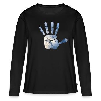 Mains-en-ciel - T-shirt manches longues Premium bio Femme - noir - Devant - Julia (174cm)