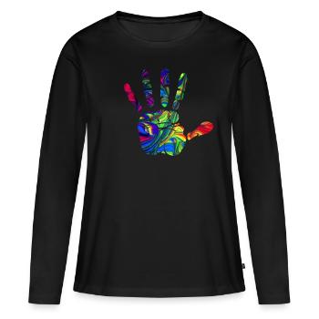 Main - T-shirt manches longues Premium bio Femme - noir - Devant - Julia (174cm)